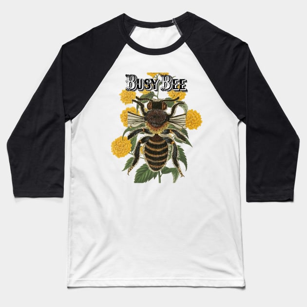 Busy Bee on beautiful yellow flowers Baseball T-Shirt by RedThorThreads